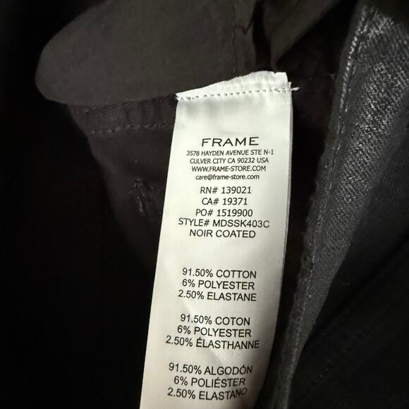 Frame Denim Coated Noir Black Mini Skirt Size 25 High Rise Leather Look - Picture 6 of 6